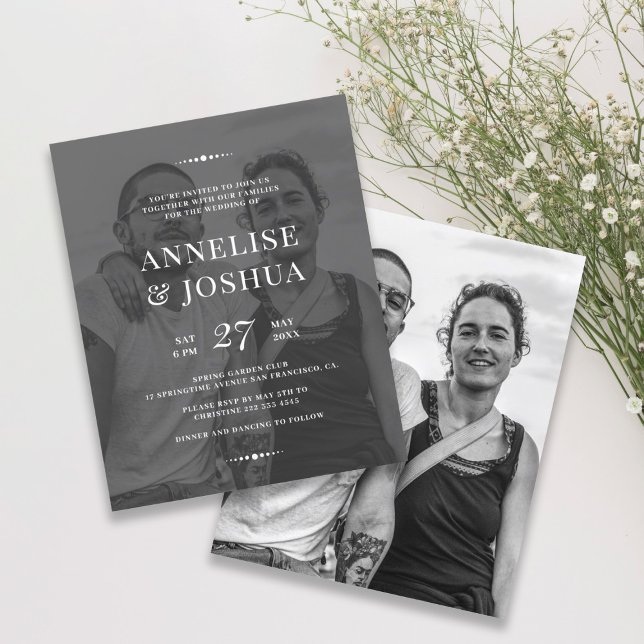 Faire-part de mariage photo noir et blanc moderne (Créateur téléchargé)