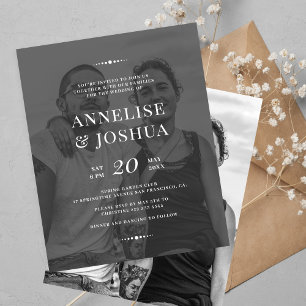 Faire-part de mariage photo noir et blanc moderne
