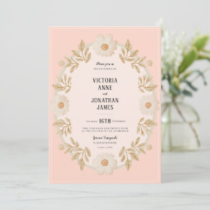 Faire-part de mariage photo pêche cadre floral