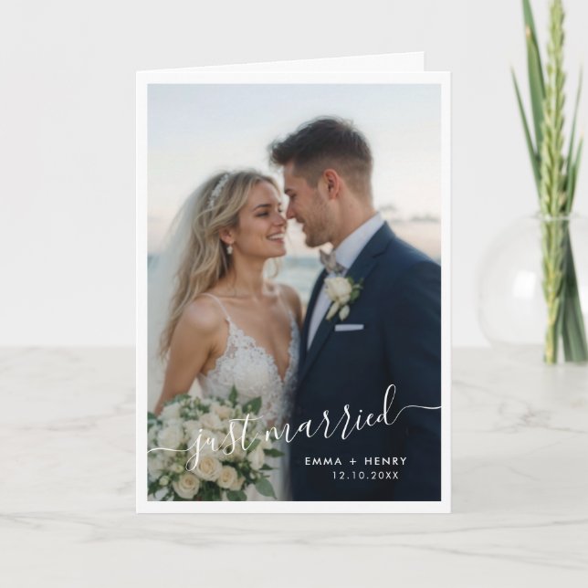 Faire-Part de Mariage Photo Plié 'Just Married' (Devant)