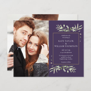 Faire-part de mariage photo Purple Budget Greenery