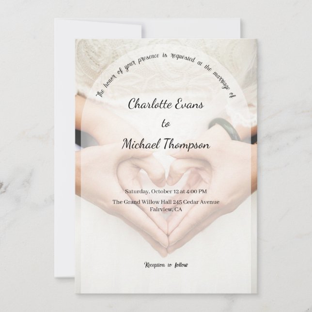 Faire-Part de Mariage Photo Romantique (Devant)