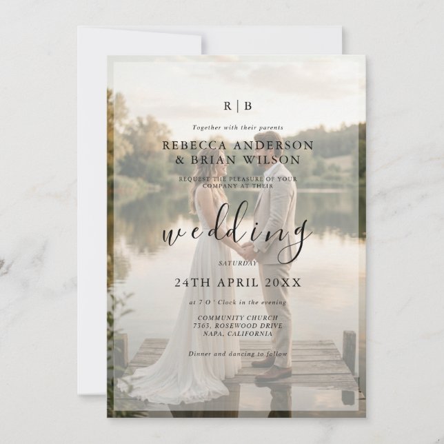 Faire-part de mariage photo romantique (Devant)