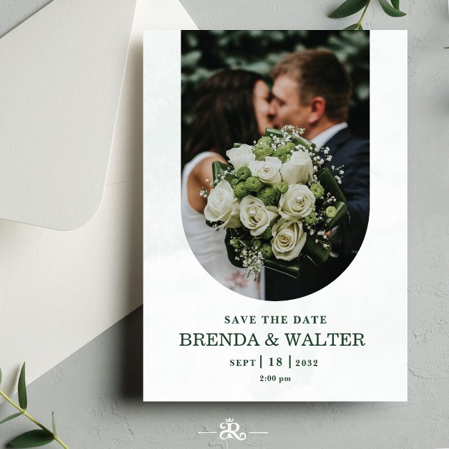 Faire-part de mariage Photo Rose Blanche Verdure A (Créateur téléchargé)