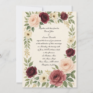 Faire-part de mariage photo Rose classique