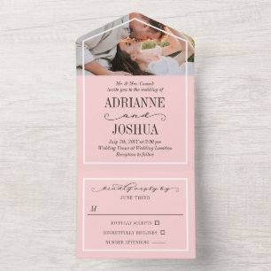 Faire-part de mariage photo rose pâle romantique