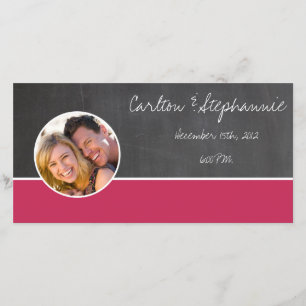 Faire-part de mariage photo rose tableau noir