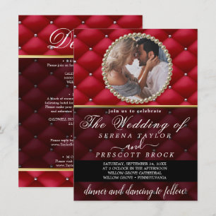 Faire-part de mariage photo rouge fantaisie