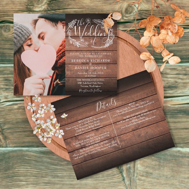 Faire-Part de Mariage Photo Rustique Budget Tout E (Créateur téléchargé)