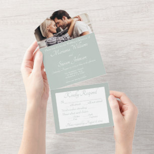 Faire-part de mariage photo Sage Green