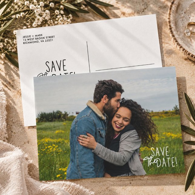 Faire-part de mariage photo simple (Simple Photo Wedding Save the Date Announcement Postcard)