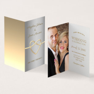 Faire-part de mariage photo simple en argent et en