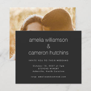 Faire-part de mariage photo simple noir budget