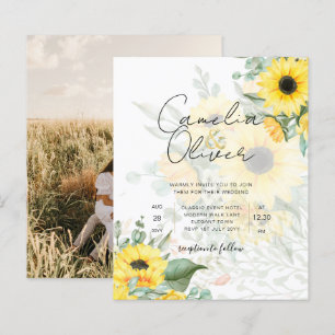 Faire-part de mariage photo Sunflower moderne