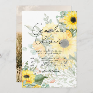 Faire-part de mariage photo Sunflower moderne