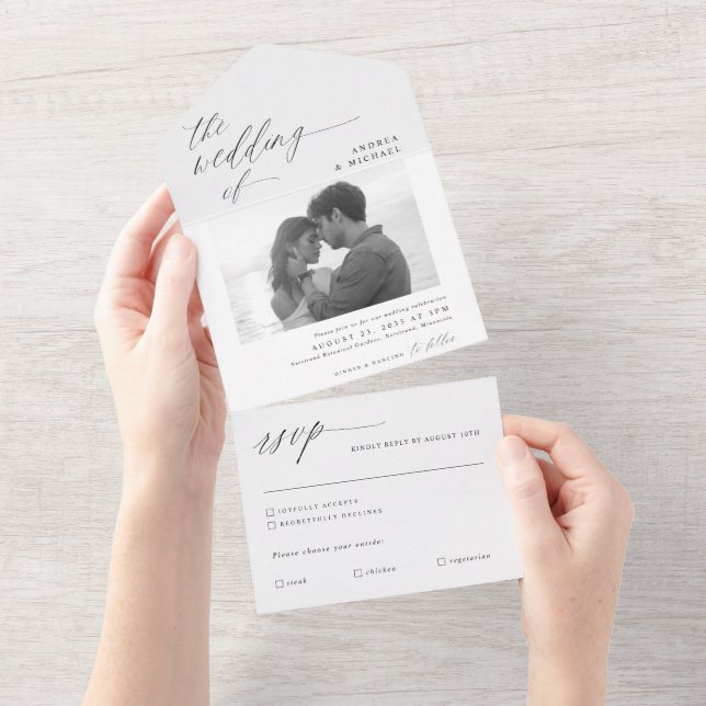 Faire-part de mariage photo tout-en-un calligraphi (Déchirure)