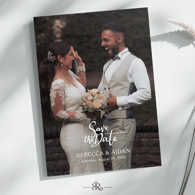 Faire-part de mariage photo tout-en-un écriture mo (Créateur téléchargé)