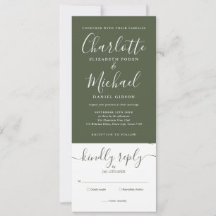 Faire-part de mariage photo tout-en-un Olive Elega
