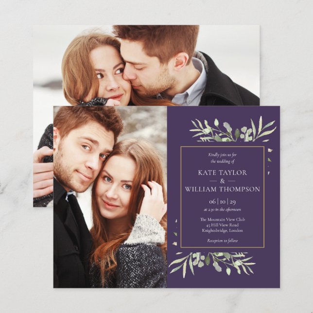 Faire-part de mariage photo végétation budget viol (Devant / Derrière)