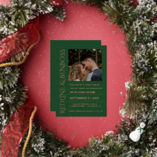 Faire-part de Mariage Photo Vert Émeraude