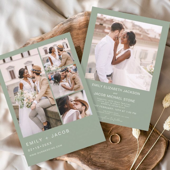 Faire-part de mariage photo verte de Budget Sage (Créateur téléchargé)
