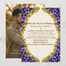 Faire-part de mariage photo vertical Jersey Violet