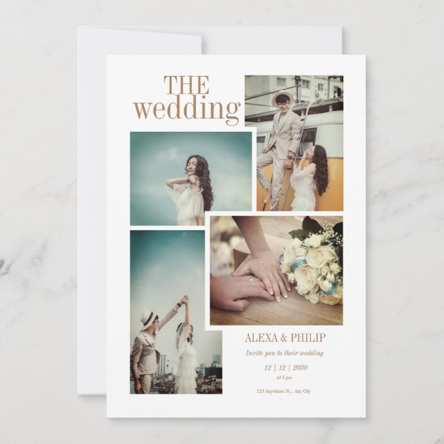 Faire-part de mariage photo vintage chic (Devant)