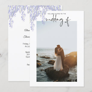 Faire-part de mariage photo Wisteria violet