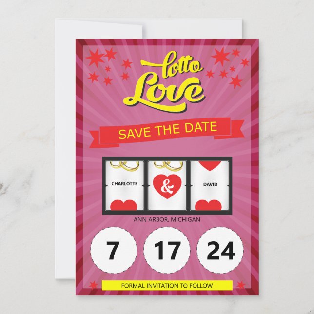 Faire-part de mariage Pink Lotto Love Save the Dat (Devant)