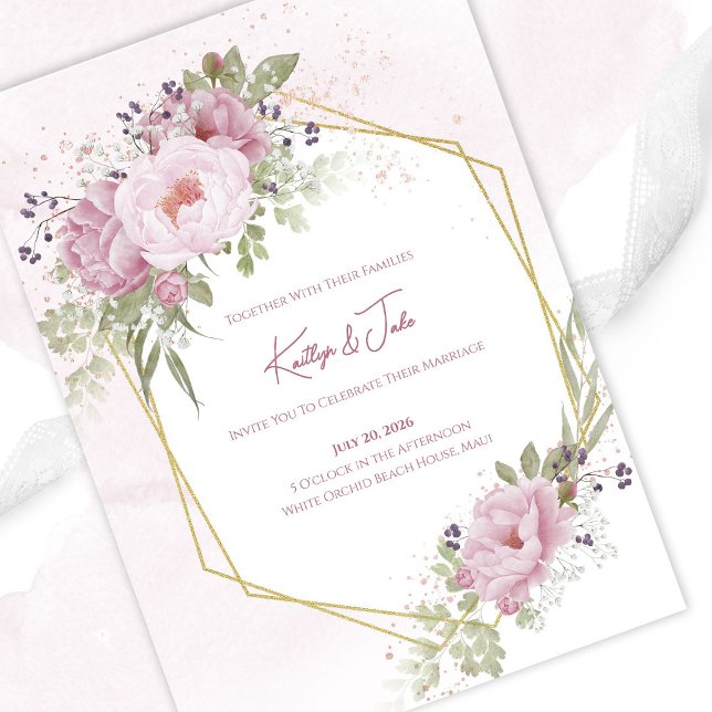 Faire-part de mariage Pivoine Rose (Créateur téléchargé)