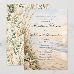 Faire-part de mariage plage bord de mer