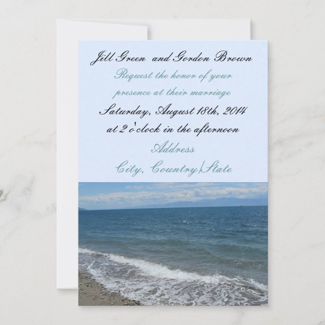 Faire-part de mariage Plage et Vagues de l'Océan (Devant)
