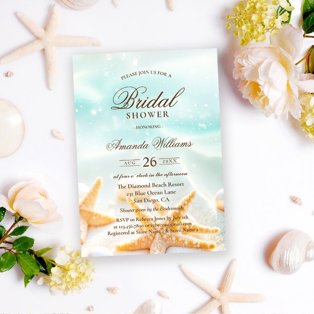 Faire-Part de Mariage Plage Étoiles de Mer Moderne (Créateur téléchargé)