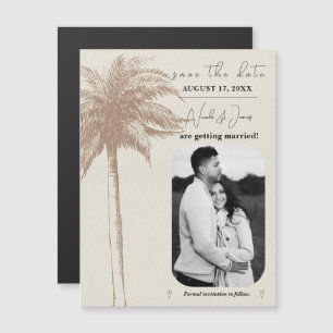 Faire part de mariage Plage Palmier Marron Vintage