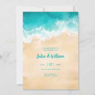 Faire-part de mariage Plage Vague Océan Turquoise