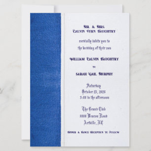 Faire-part de mariage plat bleu formel