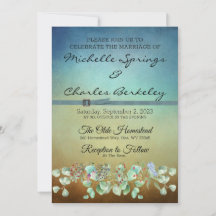 Faire-part de mariage plat Brown et bleu Ombre