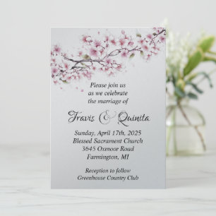 Faire-part de mariage plat en fleurs de cerisier