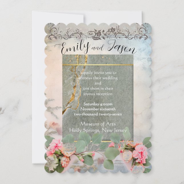 Faire-part de mariage plat Frilly Elegance (Devant)