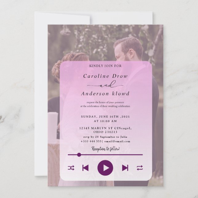 Faire-part de mariage Playlist (Devant)