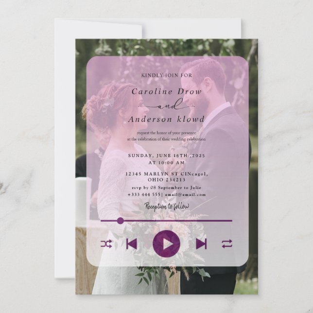 Faire-part de mariage Playlist (Devant)