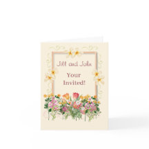 Faire-part de mariage pliable Bordure florale de f