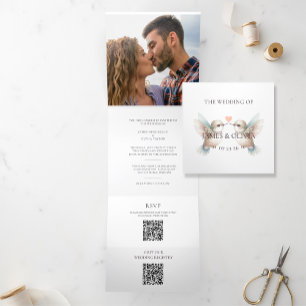 Faire-part de mariage pliable en trois avec photo 