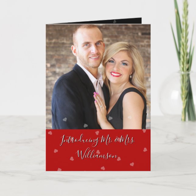 Faire-part de mariage plié dans les Coeurs rouges (Devant)