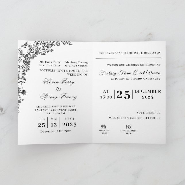 Faire-part de mariage plié "Nous nous marions" (Intérieur)