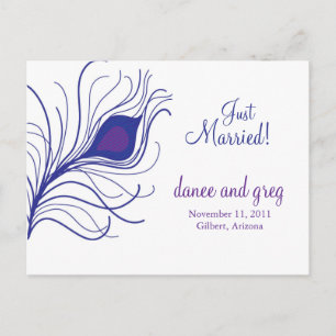 Faire-part de mariage plume de paon