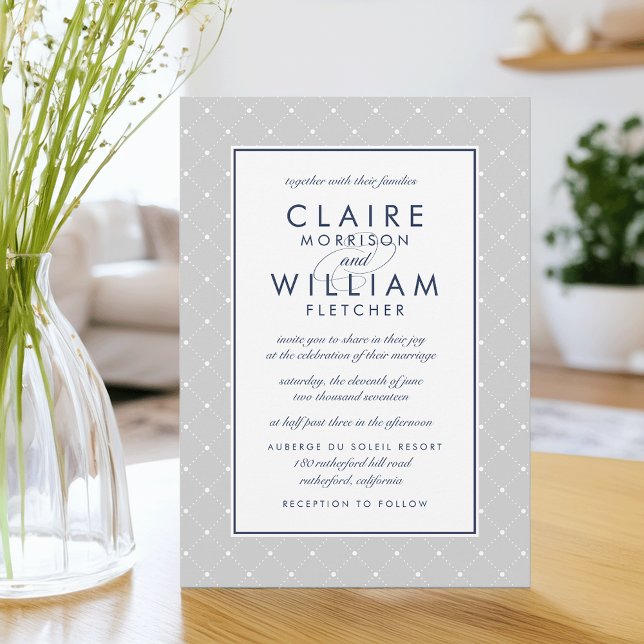 Faire-part de mariage point diamant | Gris et mari (Créateur téléchargé)