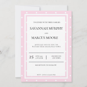 Faire-part de mariage point Polka rose