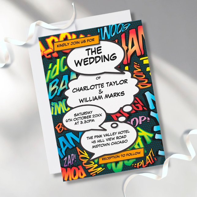 Faire-part de mariage Pop Art de bande dessinée (Créateur téléchargé)
