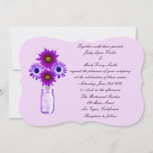 Faire-part de mariage Pot Mason Fleurs Violettes